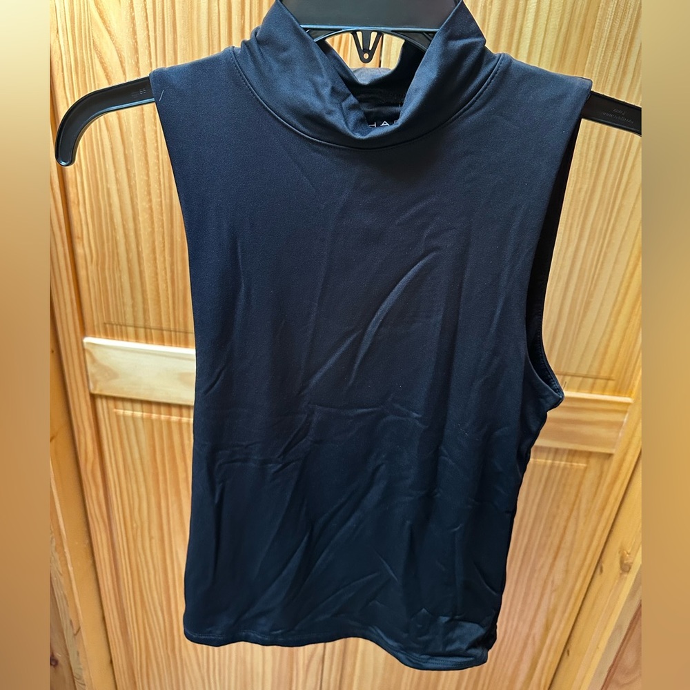 Tahari Black Sleeveless Mock Neck Top